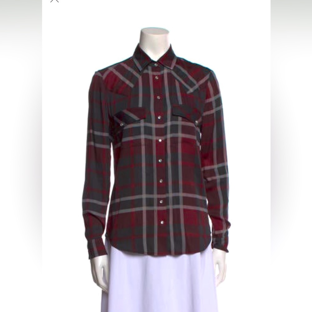 Haute Hippie western plaid shirt with pearl snap buttons -  xs